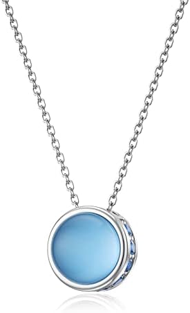 LANBEIDE Birthstone Necklace 925 Sterling Silver Round Gemstone Pendant Necklace Birthday Jewelry Gift for Women