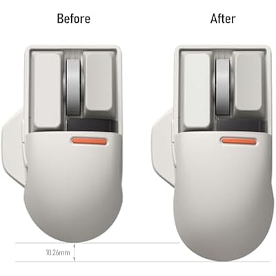 LOFREE PBT Touch Mouse Replacement Back Cover - Expandable Shell Attachment to Enlarge Mouse Size for Large Hands (Block)