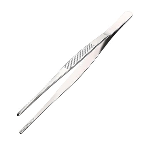 12-Inch Long Stainless Steel Tweezers Tongs Straight Tweezers - Extra Long Kitchen Food Tweezers Tongs for BBQ Grilling Cooking Roasting and Serving