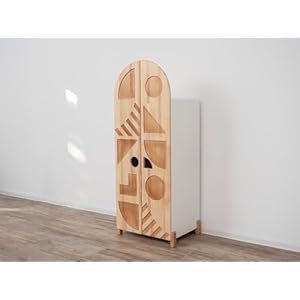   BUSYWOOD-Montessori-Dress-Up-Storage-Kids-Dress-Up-Rack-Toddler-Wardrobe-Dress-Up-Station-Kids-Armoire-Wardrobe-Geometric-Montessori-Closet