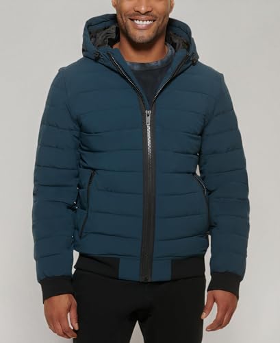 Image of DKNY Men's Quilted Performance Hooded Bomber Jacket