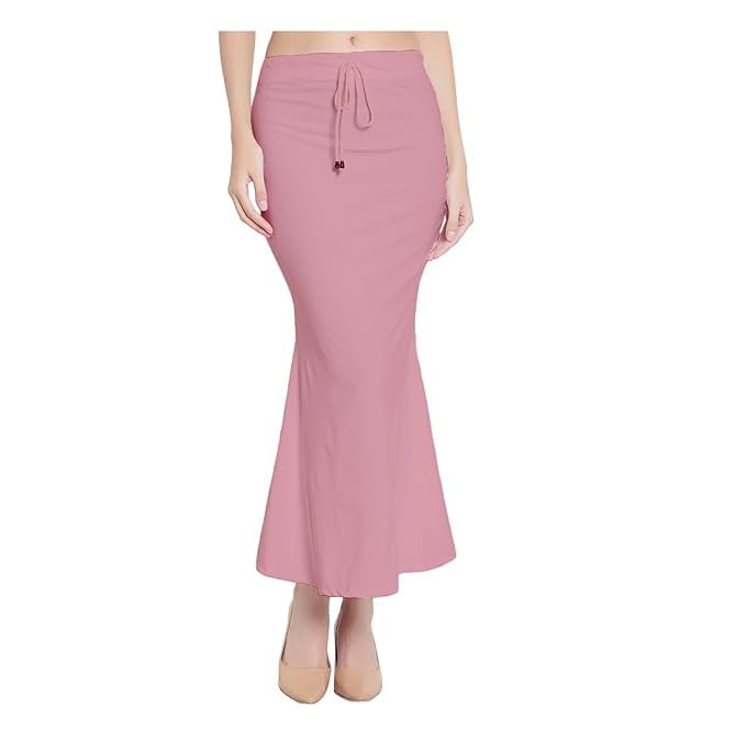 Image of Saree Shapewear Petticoat for Women Cotton Blended Lycra Shaper Petticoat with Elastic & Lace (Drawstring) Long Under Skirt Fishcut Wrinkle Free Shapewear