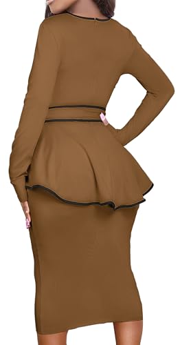 Image of Women's Bodycon Vintage Dresses Elegant Peplum Dresses for Women Business Work Office
