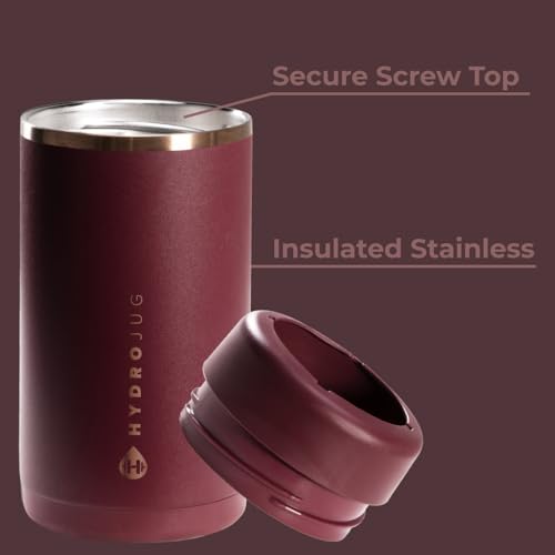 Image of HydroJug Slim Can Cooler 12 oz, Stainless Steel Can Holder, Merlot