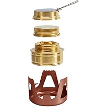 Mini Alcohol Backpacking Stove, Lightweight Brass Spirit Burner with Aluminium Stand for Camping Hiking and Picnic