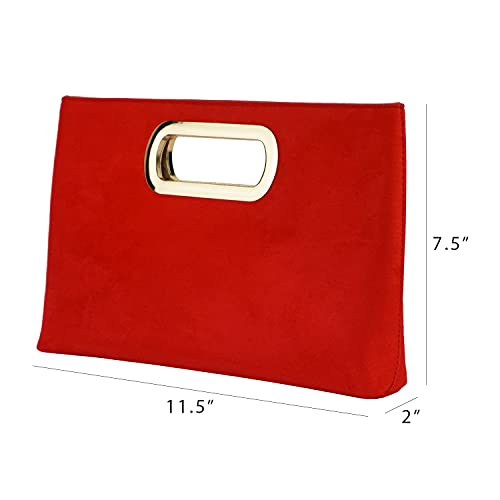 Image of Top Handle Faux Suede Clutch