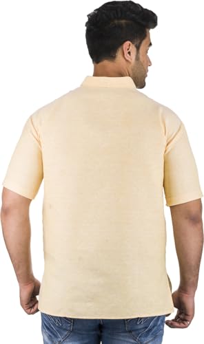 Image of Men's Cotton Short Kurta Without Pant | Mandarin Neck Short Kurta | Half Sleeve Casual Kurta | Traditional Ethnic Regular Kurta | Solid Plain Kurta for Men's (Pack of 1)