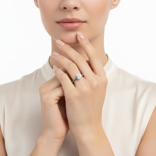 Image of Choose Your Gemstone Delicate Hidden Halo Diamond CZ Ring 925 Sterling Silver Round Shape Petite Engagement Rings Minimal Modern Design Birthday Gift Wedding Gift US Size 4 to 12