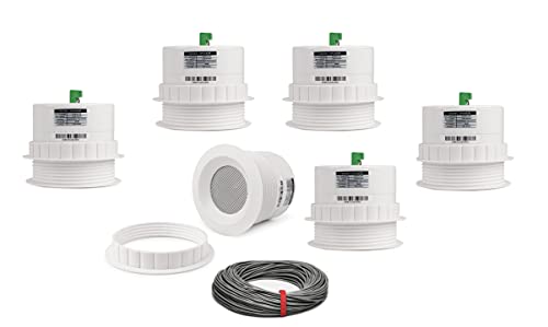Pure Resonance Audio 3 Inch 70 Volt Ceiling Speaker Bundle with Installation Wire - Contractor Pack (6 Speakers)