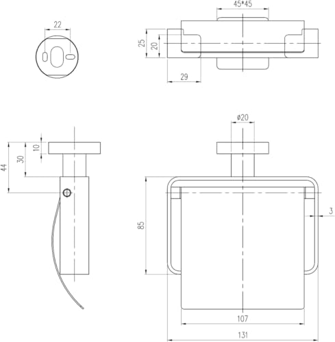 Villeroy & Boch Elements - Striking toilet roll holder with cover, for wall installation brass, square, Chrome - Image 2