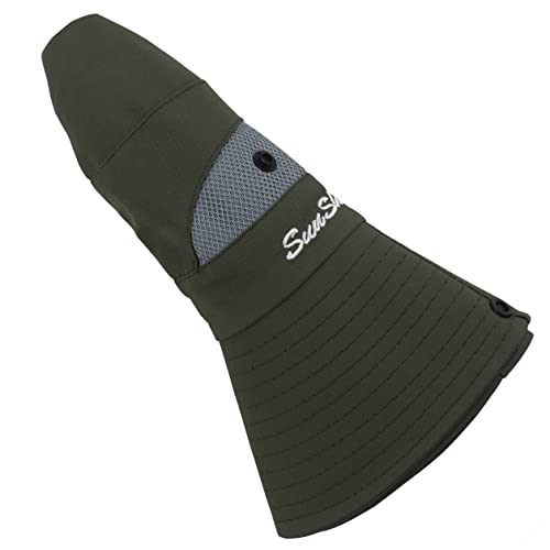 Muryobao Women's Sun Hat Outdoor Uv Protection Foldable Mesh Bucket Hat Wide Brim Summer Beach Fishing Cap Pure Army Green #TOP5
