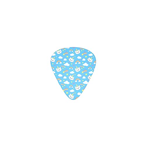 猫のユニコーン レインボー デザインギターピック guitar pick ティアドロップ型 エレキギター/アコースティックギター/クラシックギター/ベース等の練習に最適な12枚セット