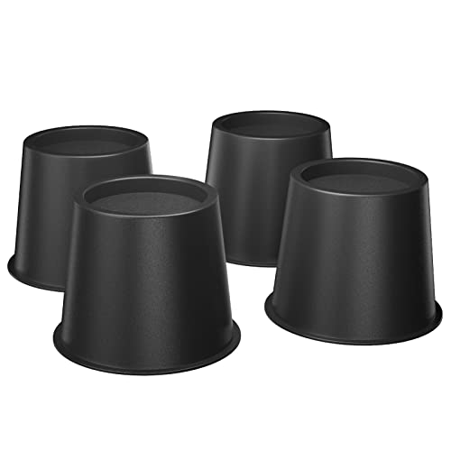 Uping Bed Riser | Lit Rehausseurs, Rehausseurs de Meuble, Pied de Meuble | Ajouter une Hauteur de 8 CM | Protection du Plancher (4 Pcs, Noir)