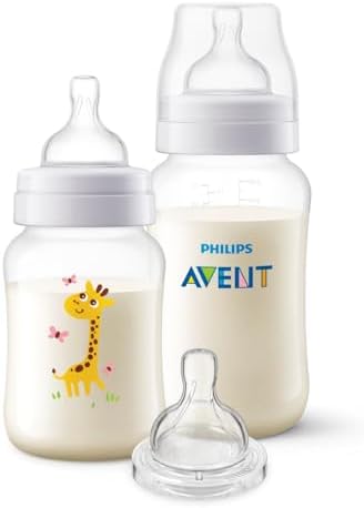 Kit Mamadeiras Anti-Colic Girafa Philips Avent 260ml, 330ml e Bic...