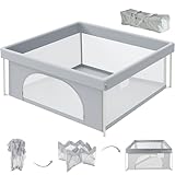 ベビーサークル ソフトベビーサークル メッシュ 四角 扉付き 赤ちゃん ソフト サークル 滑り止め (150*150(cm))