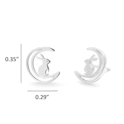Boma Jewelry Sterling Silver Rabbit in the Moon Stud Earrings4