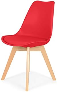 IHANA Dining Chair with Cushioned Pad Seat & Solid Beech Wood Legs for Mid Century Modern Dining Room Living Room Bedroom Kitchen & Lounge (White, 1)