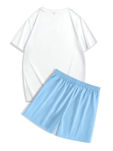 Floerns Men's 2 Piece Outfit Short Sleeve Graphic Tee and Drawstring Shorts Set3