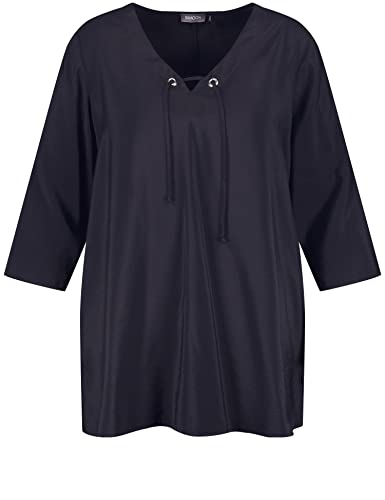 Samoon Damen Blusenshirt mit 3/4 Arm 3/4 Arm unifarben Navy 42