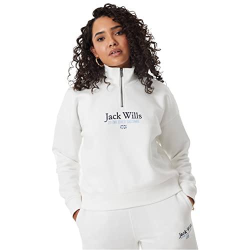 Jack Wills Womens Honeylane Half Zip Sweatshirt Vintage White 16