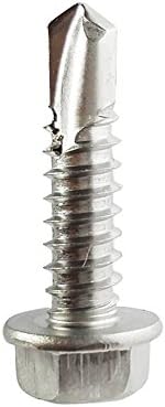 #12 x 1 Hex Washer Head Self Drilling Sheet Metal Tek Screws Qty 100, 410 Stainless Steel, Self Driller Number 12 Size x 1" Length by Fastenere