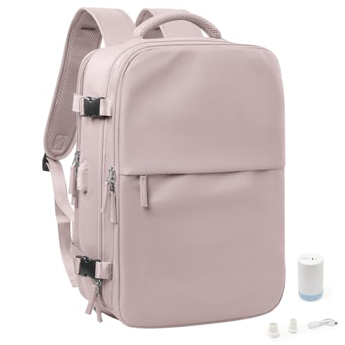 Image of Vacuum Travel Backpack with Pump for Women Men, Carry on Air Backpack for Flight Approved, Personal Item Luggage Backpacks Tiktok Backpacks - Purple