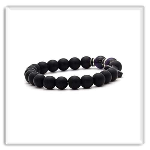 Image of Xusamss Fashion 8MM Matte Agate Beads Bracelet Cross Elastic Bracelet,7 1 /2 Wrist