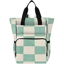 Bolaz Diaper Backpack for Moms,Multifunction Baby Nappy Changing Bags with Insulated Pockets,Mint and Cream Checkerboard Design