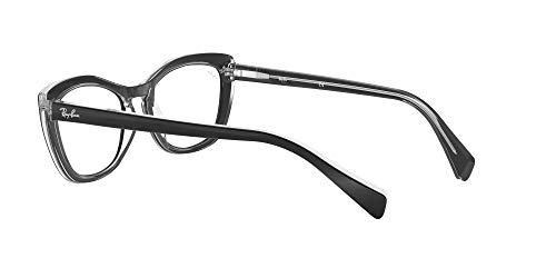 Ray-Ban Women's Rx5366 Cat Eye Prescription Eyeglass Frames, Black On Transparent/Demo Lens, 54 Mm #TOP4