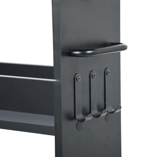 FetiNes Nischenwagen 15cm breit, 4 Etagen Küchenwagen schmal, Nischenregal auf Rollen, Servierwagen mit Griff & Geländern, Badregal Holz, für Küche, Badezimmer, 40x15x80cm, Schwarz + Eichenfarben