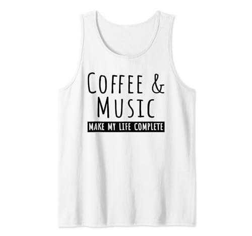 Camiseta de café y música para amantes del café, banda músico, guitarra Camiseta sin Mangas