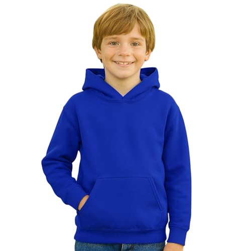 Urban Road Kids Heavy Blend Plain Hoodie Sweatshirt Hooded Top for Boys & Girls Royal