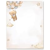 25 Sheets Bear Stationery Letterhead Paper Cute Brown Animal Letter Paper Writing Notes Greeting Papers for...