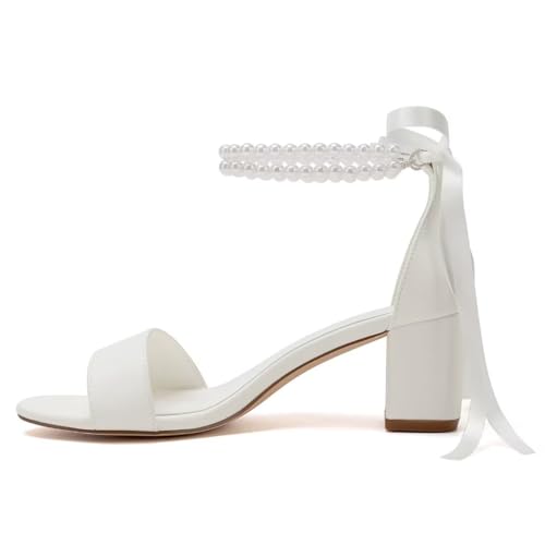 Pearl Wedding Shoes Open Toe Block Heel Wedding Sandals Chunky Heel Bridal Shoes3