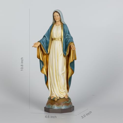BC Catholic Our Lady of Grace Statue, 10.8" H Virgin Mary Figure for Altar, Religious Gfit to Mom, Catholic Statue Home Decor, Hand Painted by Buildclassic