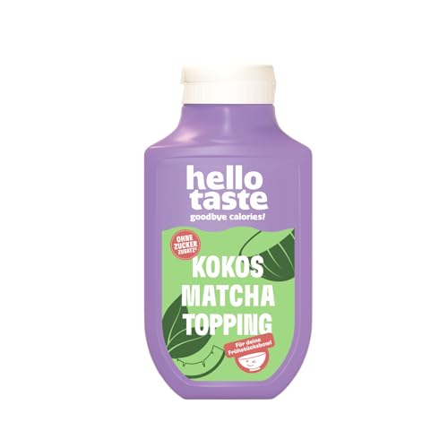 hellotaste Kokos Matcha Sauce 250ml - kalorienreduziert, ohne Zuckerzusatz & voller Geschmack | Für Pancakes, Porridge, Joghurt uvm. | Vegan, aspartamfrei, glutenfrei, sojafrei | 1 x 250ml