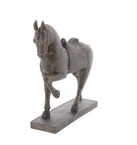 Deco 79 Polystone Horse Prancing Sculpture, 14" X 4" X 15", Brown #TOP3