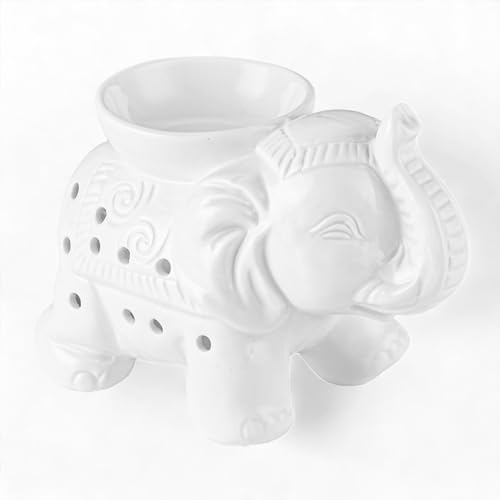 Brûle-Parfum Céramy Éléphant Blanc - Atmosphère Parfumée - Objet Artisanal à la Mode -Aromathérapie Facile - Brûleur Fondant parfumé - Déco Bouledogue -...