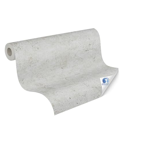Papeles pintados Livingwall DESIGNDROP - Papel pintado no tejido pre-cubierto hormigón monocromo en gris, plata - 10,05m x 0,53m - papel pintado hormigón piedra natural para salón - 784961