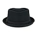 Belfry Crushable Porkpie Fedora Hat Men's Vintage Style 100% Pure Wool in Black Brown Grey Navy Pecan and Striped Band (US, Alpha, Large, Black)
