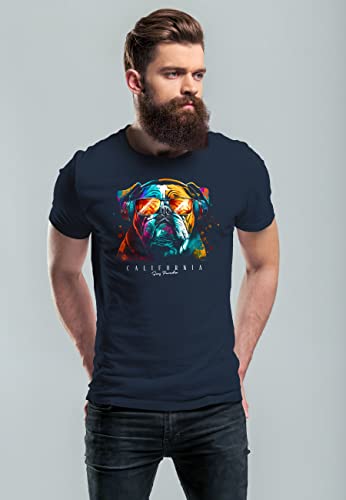 Neverless Herren T-Shirt Print California Bulldog Musik Kunst Motiv DJ Fashion Aufdruck Streetstyle Gruppe von 4XL
