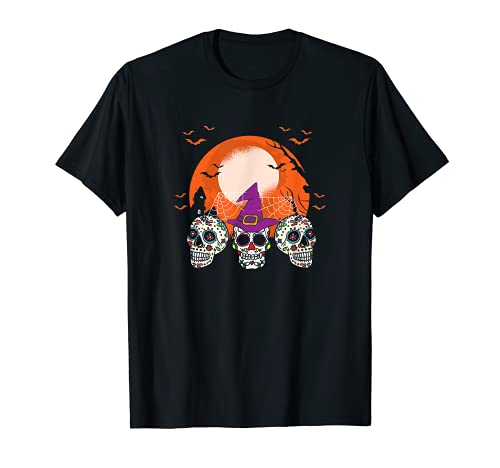 Sugar Skull Ropa Hombres Mujeres Cool Halloween Esqueleto Camiseta
