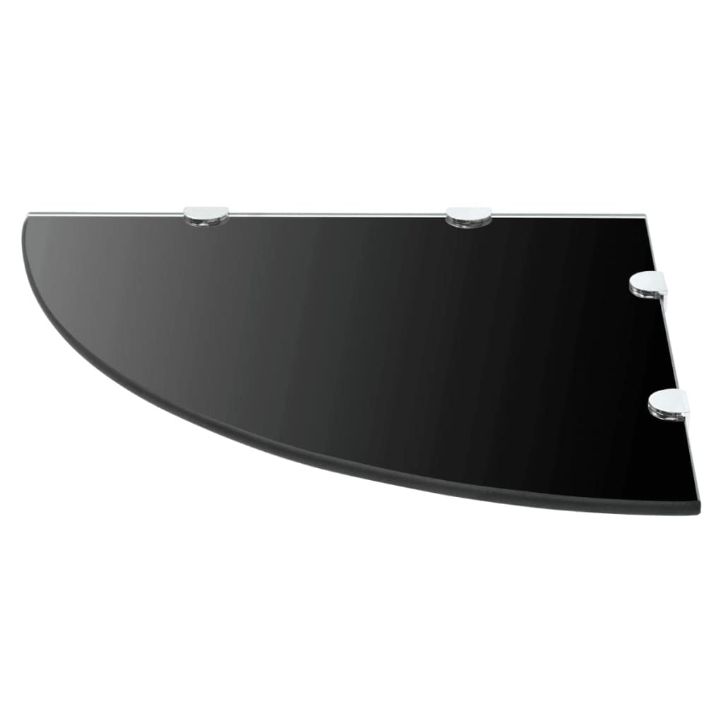 Mensole ad angolo, mensole a parete galleggianti Scaffali Angolari 2 pz Supporti Cromati e Vetro Nero 45x45 cm Adatte per camere da letto, bagni, cucine, soggiorni, uffici, sale giochi
