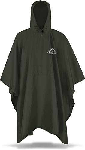 normani OUTDOOR SPORTS Regenponcho mit Kapuze - Wassersäule: 12.000 mm - Regenjacke für Damen und Herren Farbe Olive