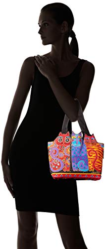 Bolso Tote mediano de lona rojo, naranja y azul miniatura 6