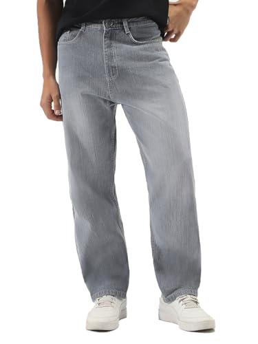 Image of Urbano Fashion Men's Loose Baggy Fit Washed Denim Jeans Non-Stretchable