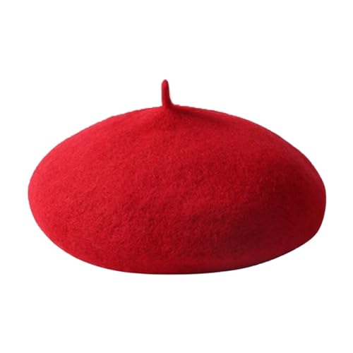 Bonés de banho para crianças boina quente vintage para crianças, cor sólida, chapéu de abóbora, peluche, lã, outono e inverno bonés para crianças, Vermelho