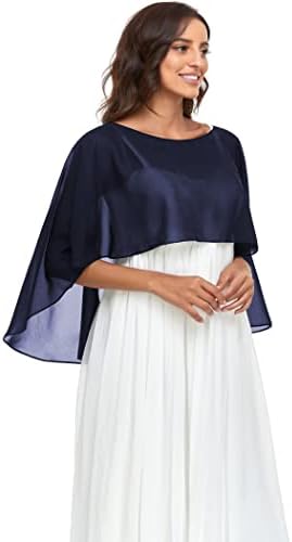 Pukguro Sheer Shawls and Wraps for Evening Dresses Chiffon Capes for Women Soft Wedding Cover Up Navy