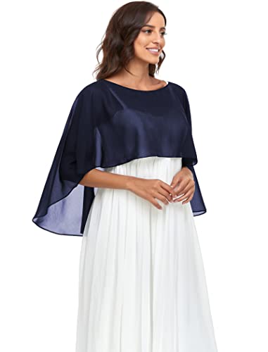 Pukguro Sheer Shawls And Wraps For Evening Dresses Chiffon Capes For Women Soft Wedding Cover Up Navy #TOP1