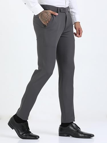 Image of Mc Henry Men's Techno Flex 2inch-Waist Expandable Wrinkle Free Slim Fit 4 Way Lycra for Elite and Luxurious Formal /Casual Trousers
